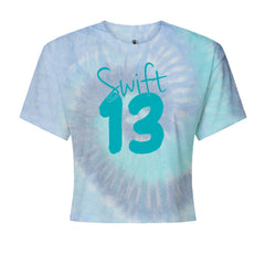 13 Swift 13 Lucky Number Era TTPD Cropped T-Shirt Blue Clouds