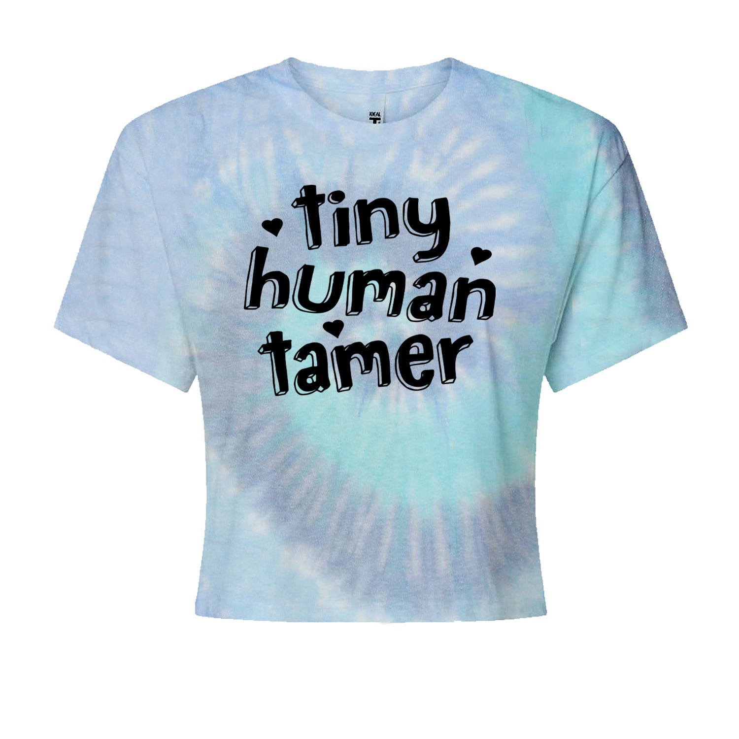 Tiny Human Tamer Teacher Cropped T-Shirt Blue Clouds