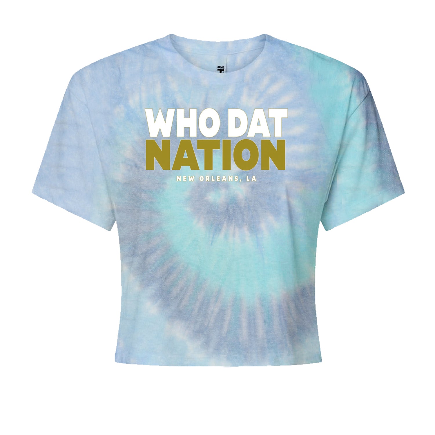 New Orleans Who Dat Nation Cropped T-Shirt Blue Clouds