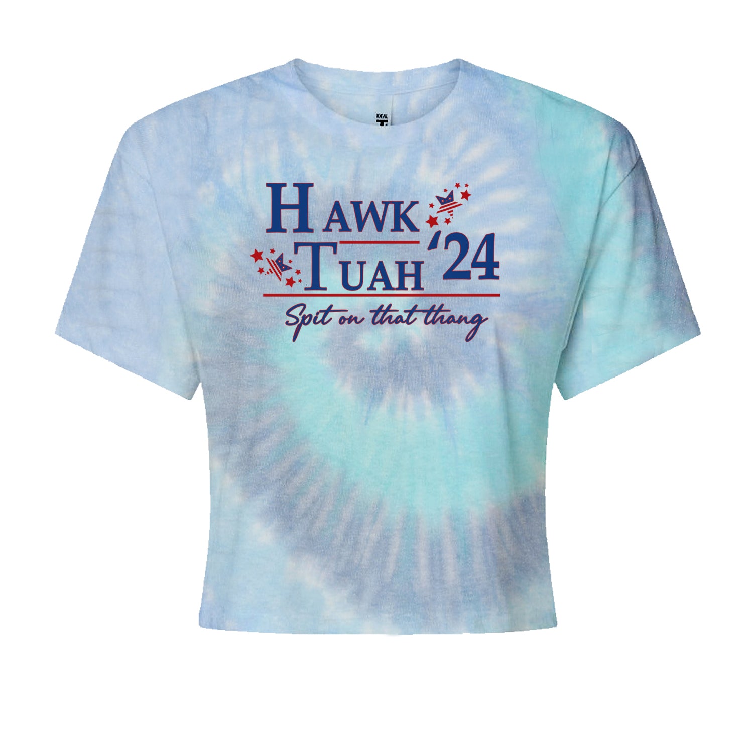 Vote For Hawk Tuah Spit On That Thang 2024 Cropped T-Shirt Blue Clouds