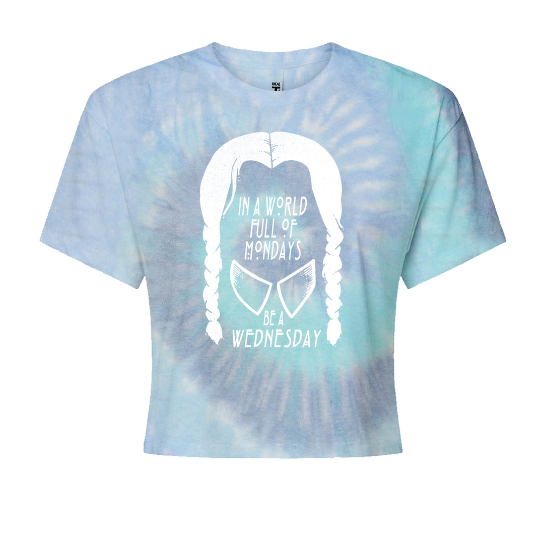 In  A World Full Of Mondays, Be A Wednesday Cropped T-Shirt Blue Clouds