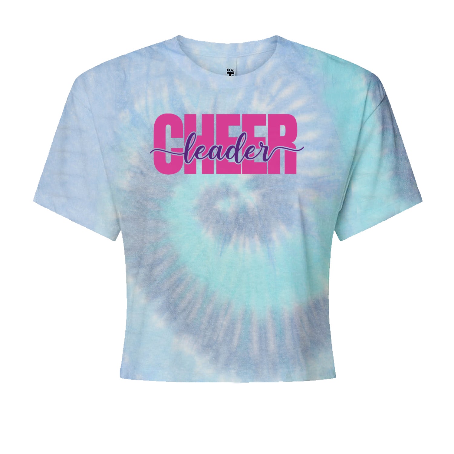 Cheerleader with Scripted Flair Cropped T-Shirt Blue Clouds