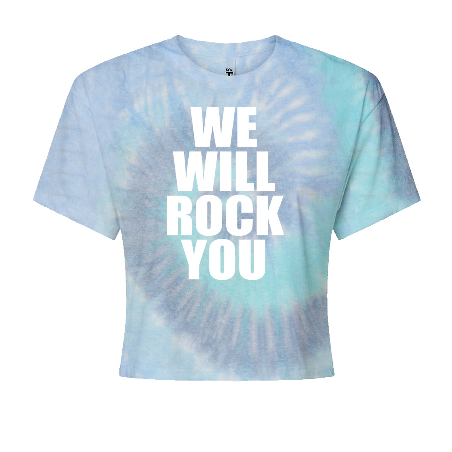 We Will Rock You Cropped T-Shirt Blue Clouds