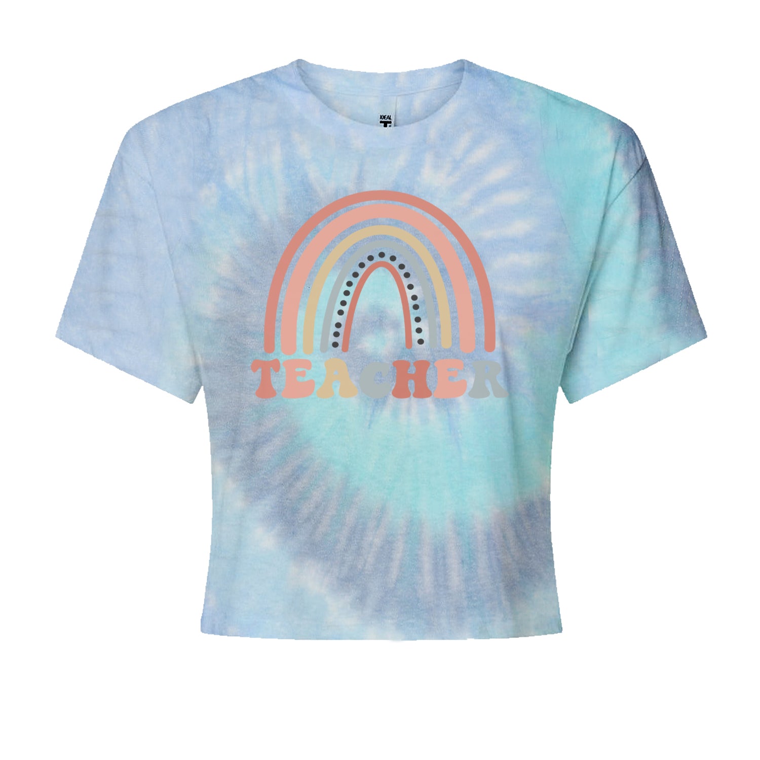 Teacher Pastel RainbowCropped T-Shirt Blue Clouds