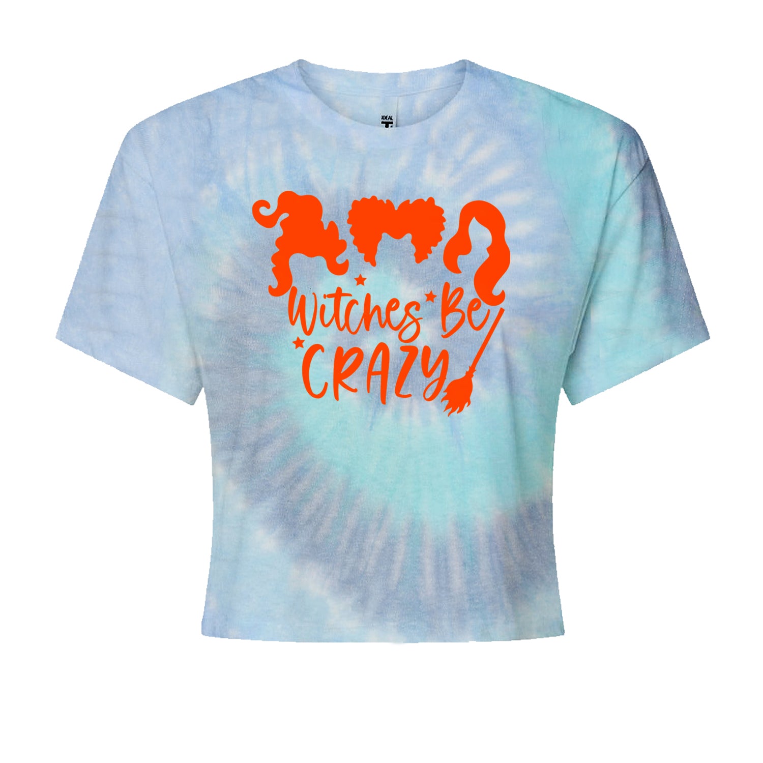 Witches Be Crazy Hocus Pocus Cropped T-Shirt Blue Clouds