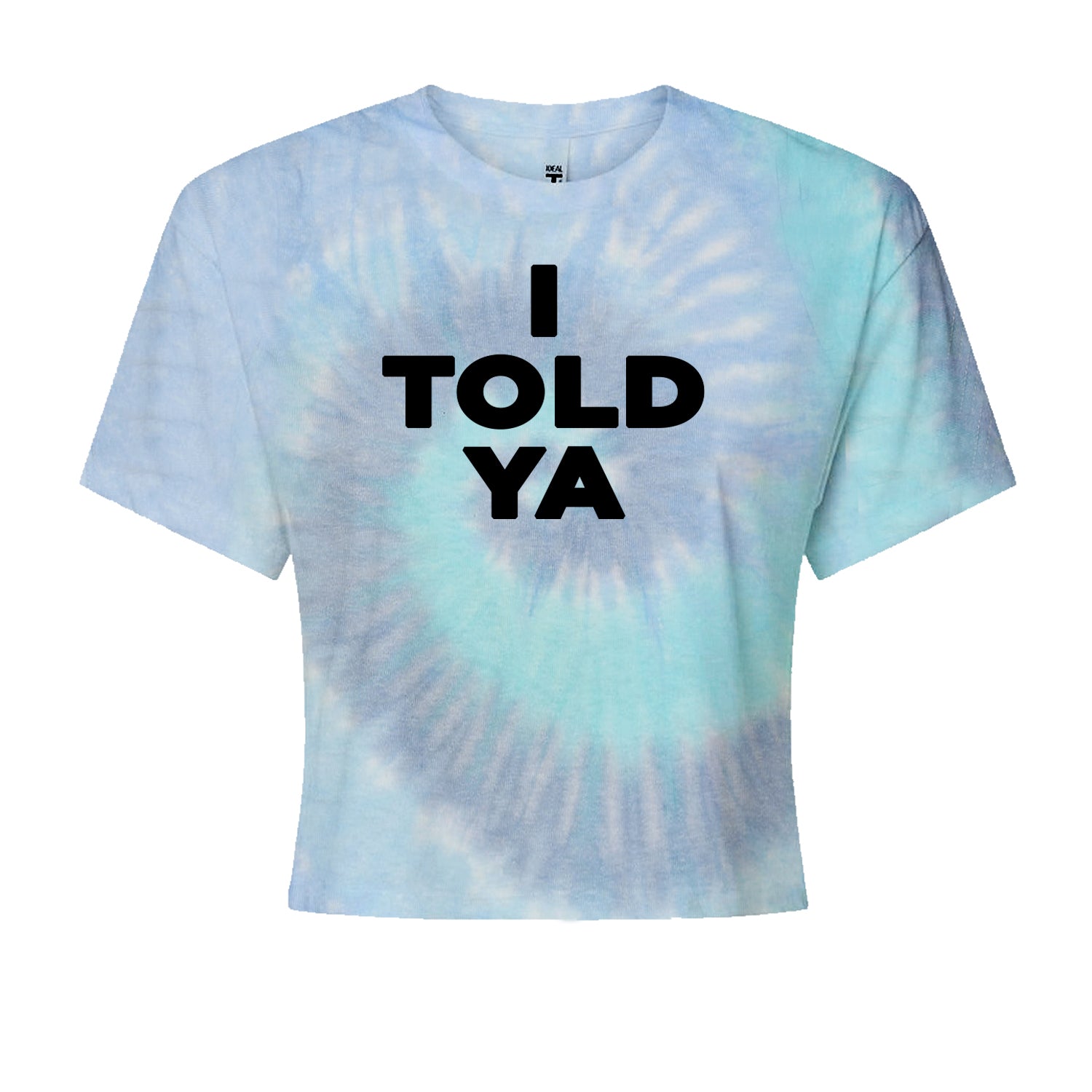 I Told Ya Challenger Black Print Cropped T-Shirt Blue Clouds