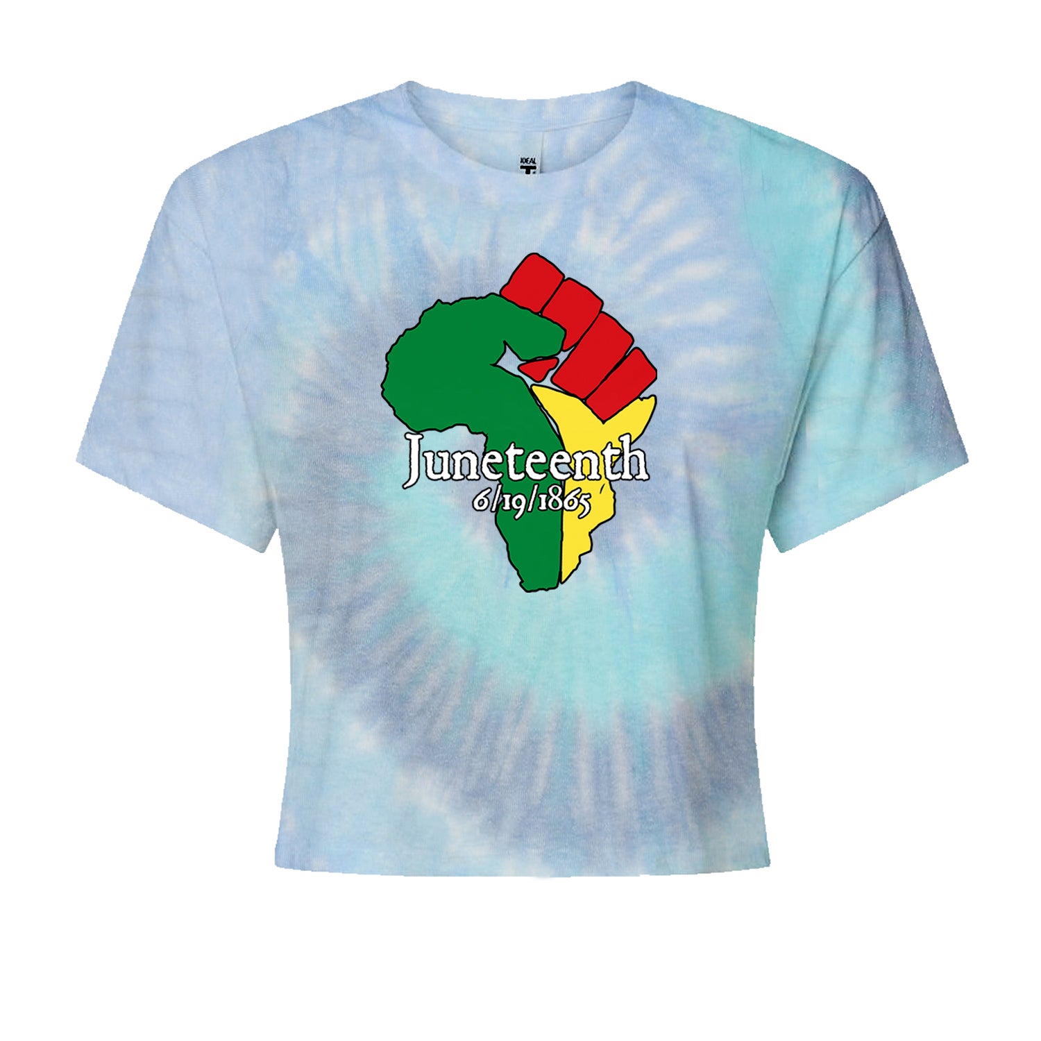 Juneteenth Raised Fist Africa Celebrate Emancipation DayCropped T-Shirt Blue Clouds