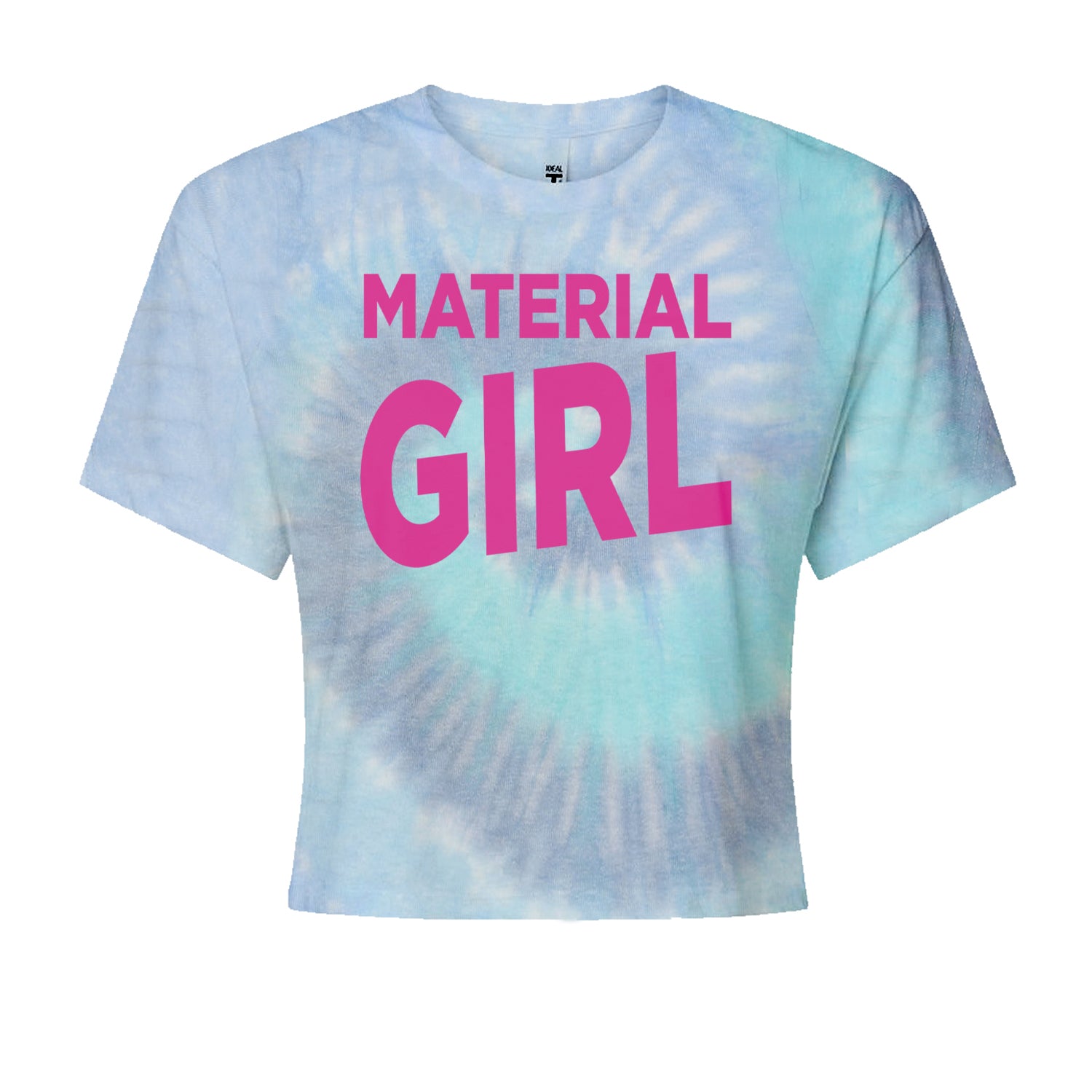 Material Girl 80's Retro Celebration Cropped T-Shirt Blue Clouds