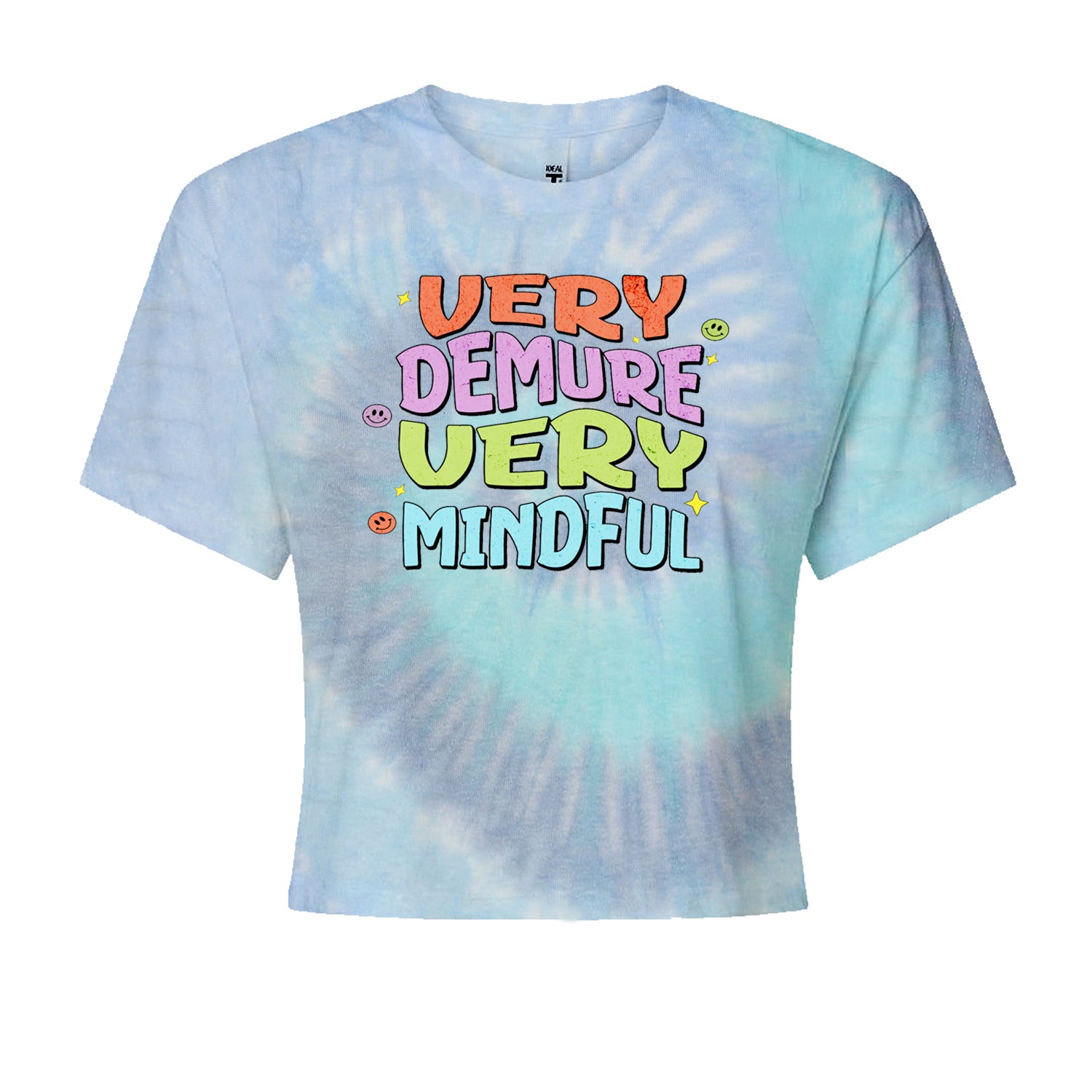 Very Demure, Very Mindful Cropped T-Shirt Blue Clouds