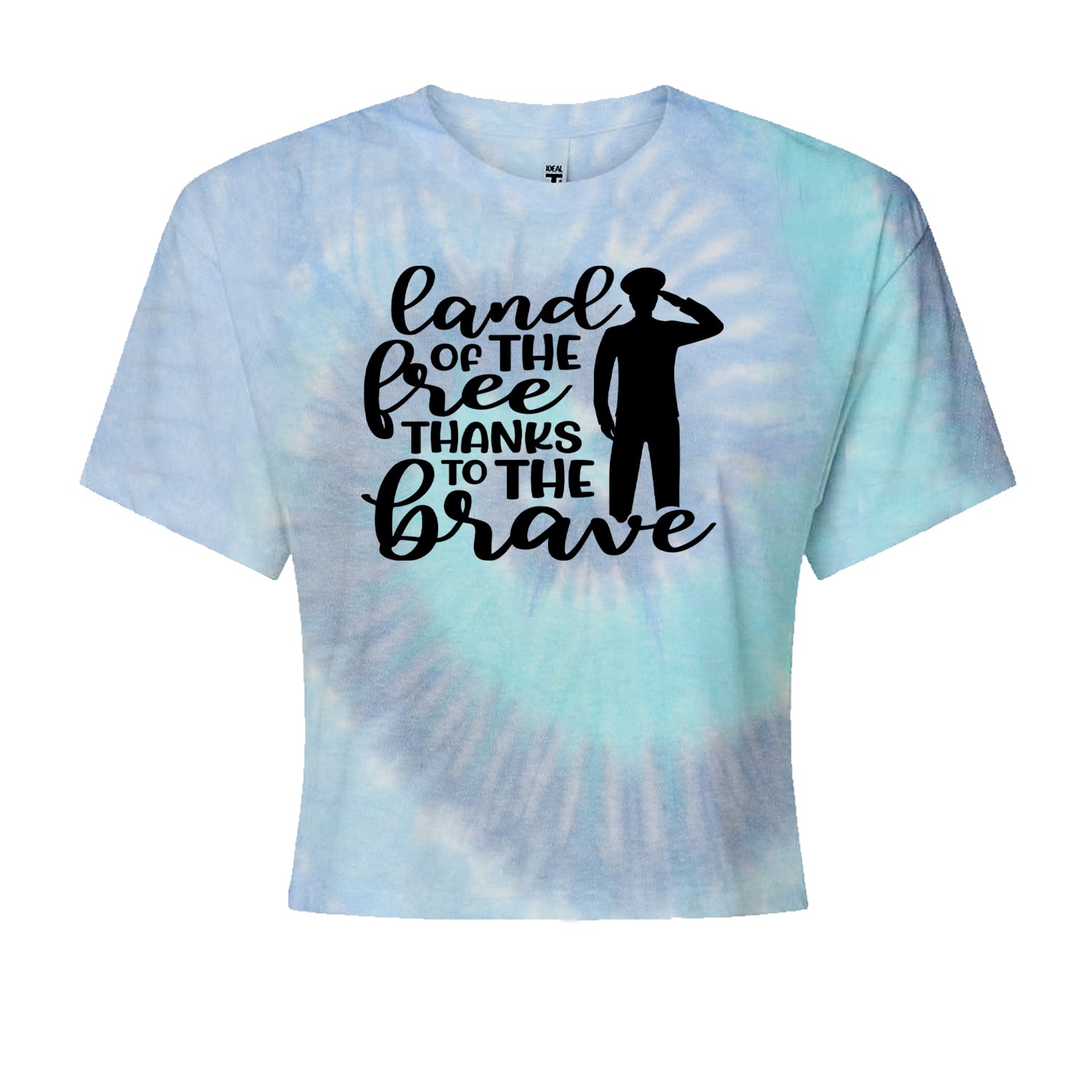 Land Of The Free Thanks To The Brave Veterans Cropped T-Shirt Blue Clouds