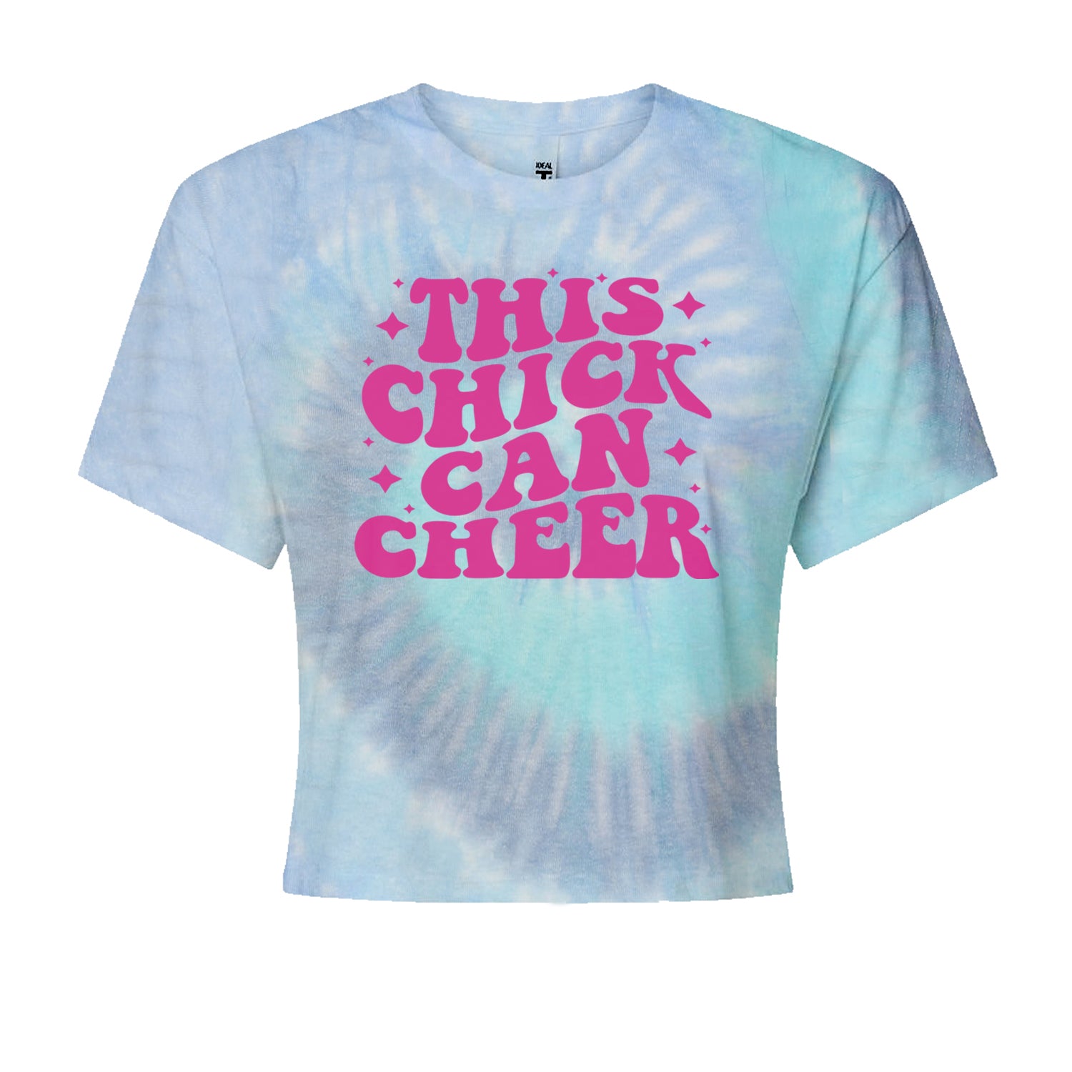 This Chick Can Cheer Cropped T-Shirt Blue Clouds