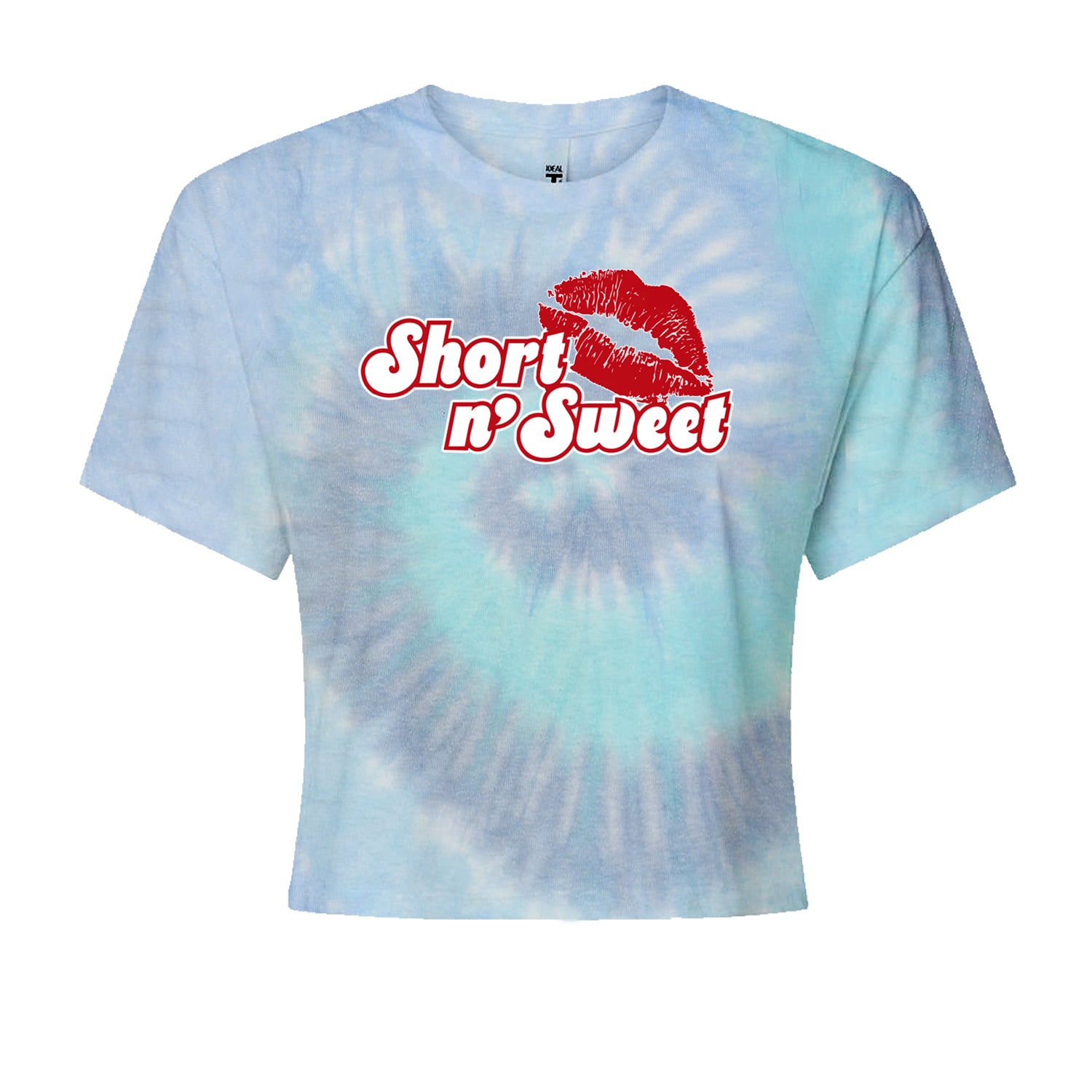 Short N' Sweet Red LipsCropped T-Shirt Blue Clouds