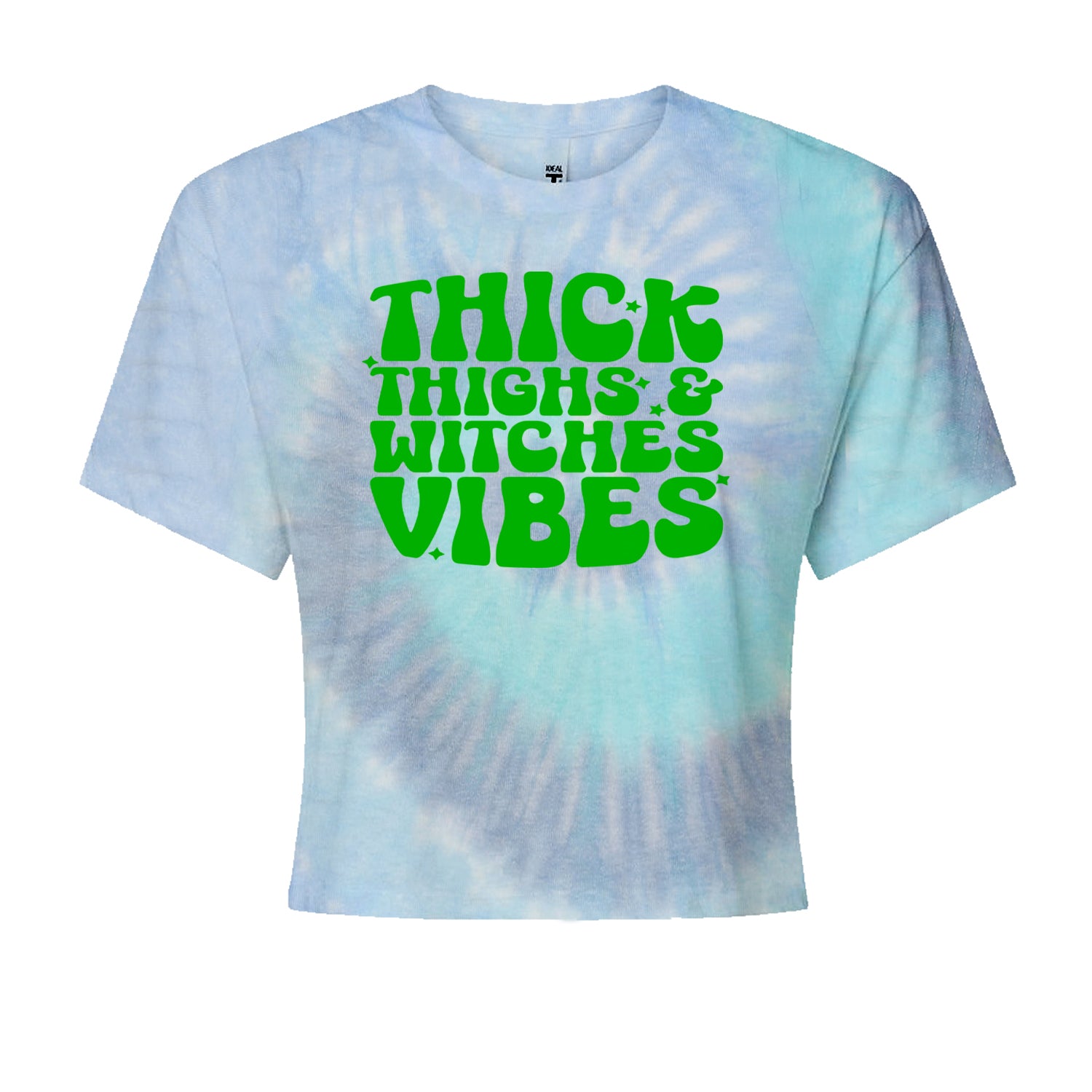 Thick Thighs And Witches Vibes Cropped T-Shirt Blue Clouds