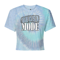 Beast Mode Training Gym Workout Cropped T-Shirt Blue Clouds