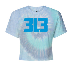 3L3 From The 313 Detroit Football Cropped T-Shirt Blue Clouds