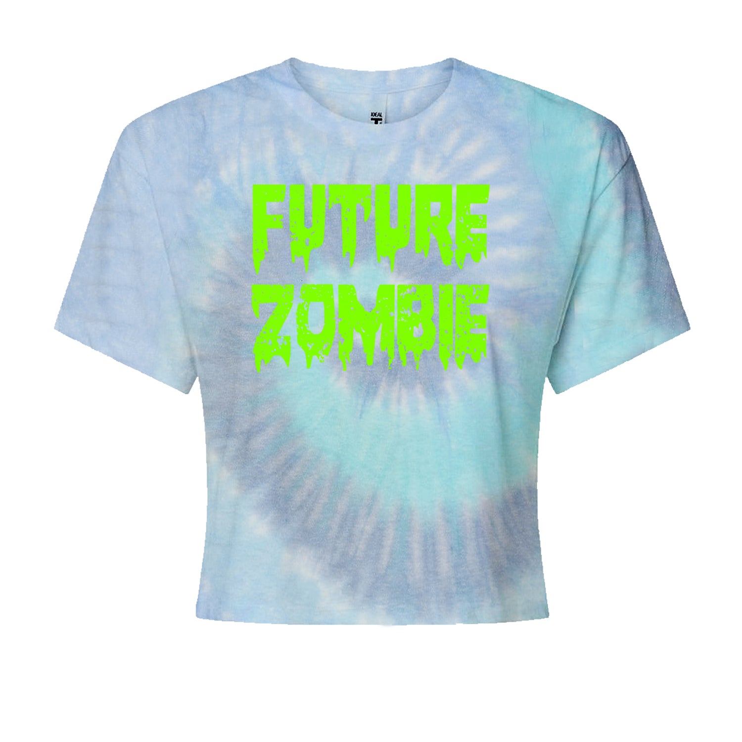 Future Zombie Horror Cropped T-Shirt Blue Clouds