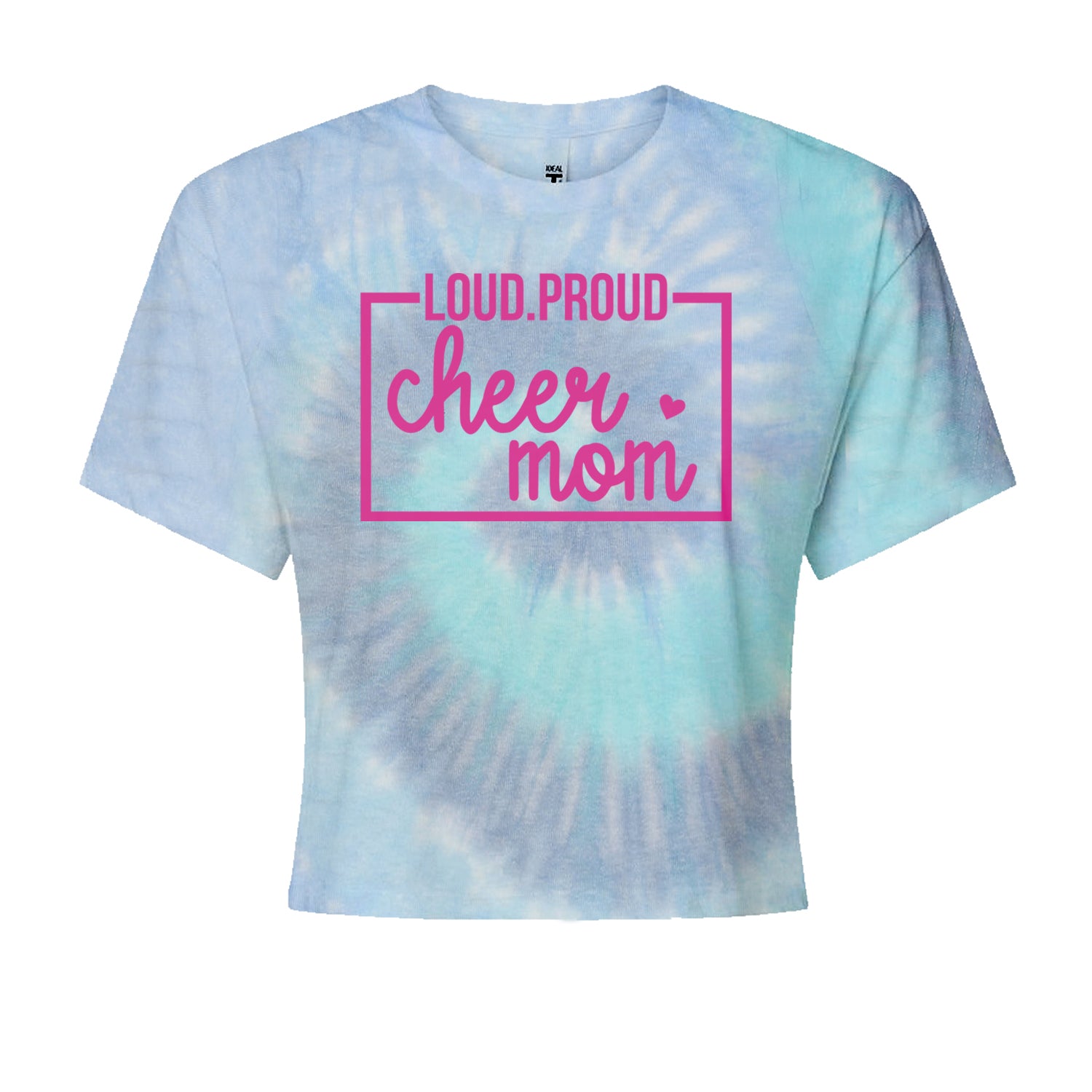 Loud Proud Cheerleader Mom Cropped T-Shirt Blue Clouds