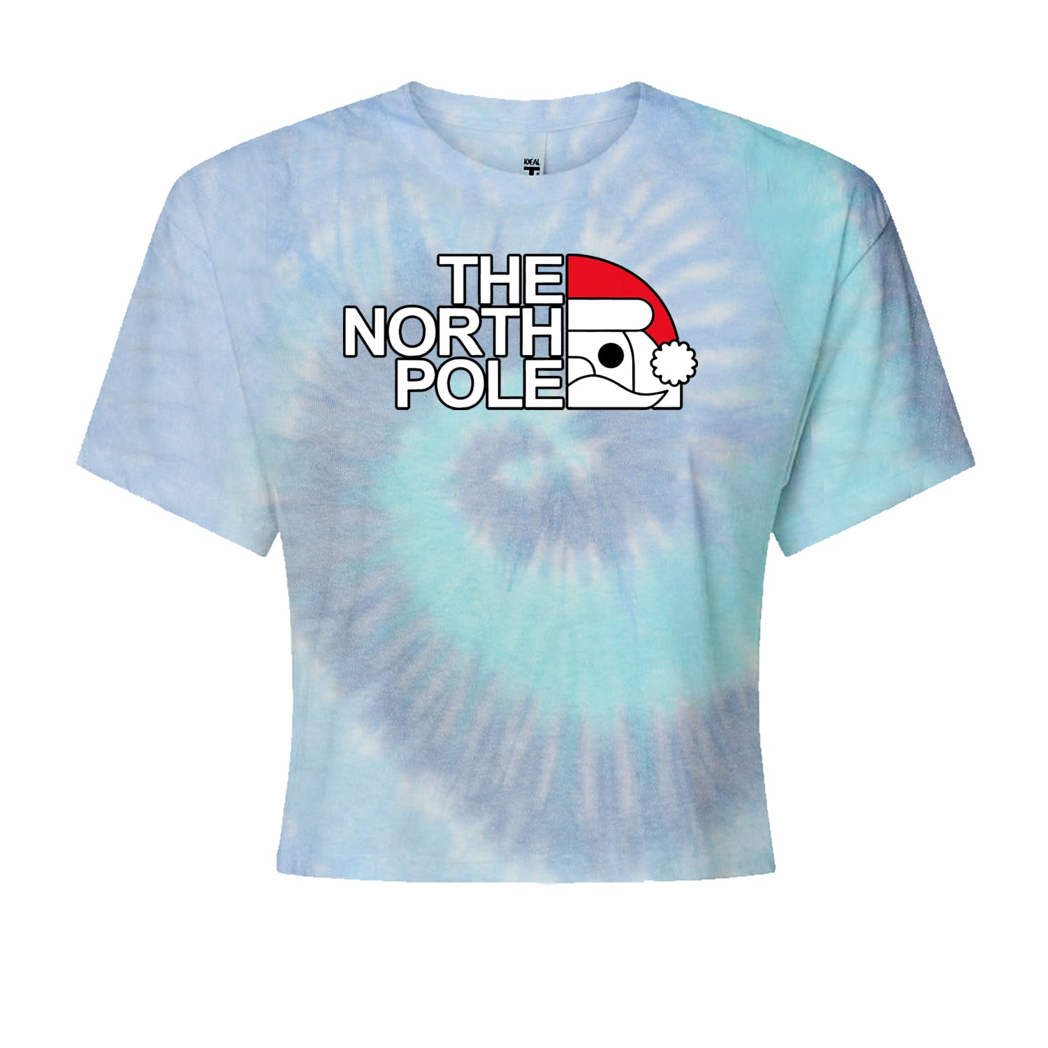 The North Pole Santa FaceCropped T-Shirt Blue Clouds