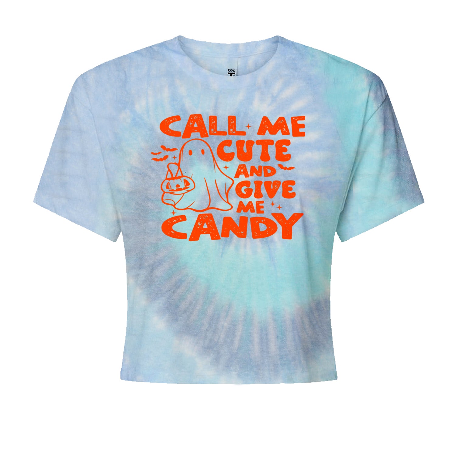 Call Me Cute And Give Me Candy Cropped T-Shirt Blue Clouds