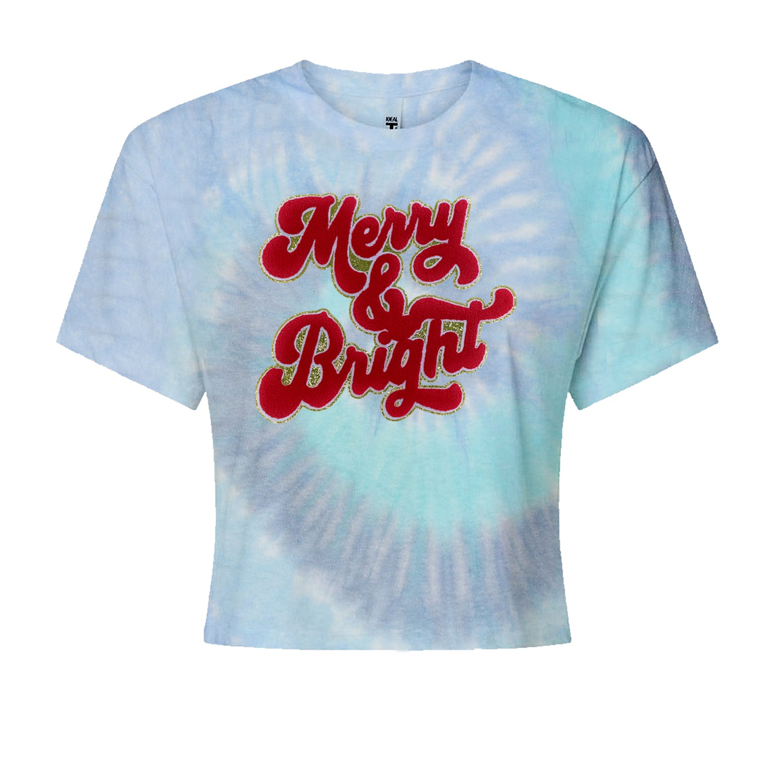 Merry & Bright Chenille GlitterCropped T-Shirt Blue Clouds