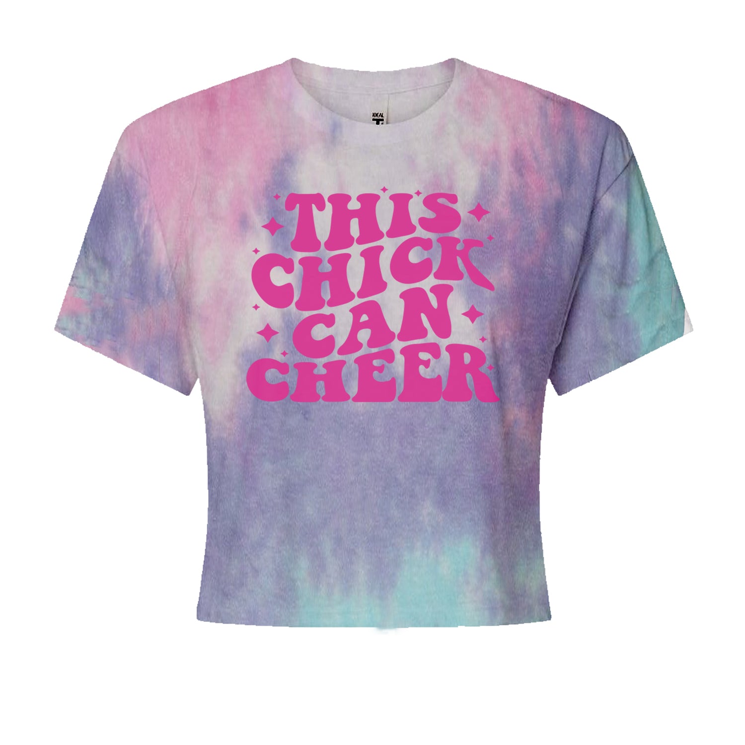 This Chick Can Cheer Cropped T-Shirt Cotton Candy