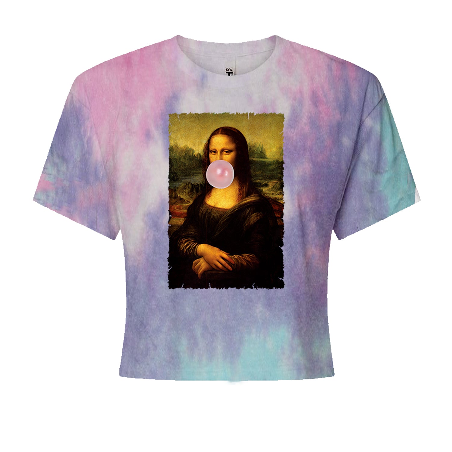 Mona Lisa Smile Pink Bubble Gum Da Vinci Icon Cropped T-Shirt Cotton Candy