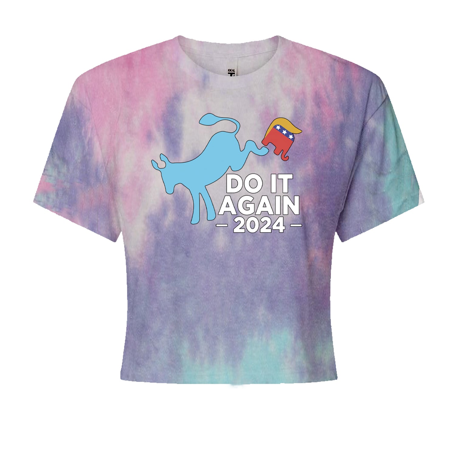 Do It Again - Democratic Donkey Kicking Republicans 2024 Political Humor Cropped T-Shirt Cotton Candy