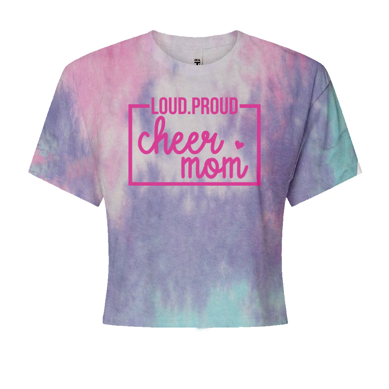 Loud Proud Cheerleader Mom Cropped T-Shirt Cotton Candy