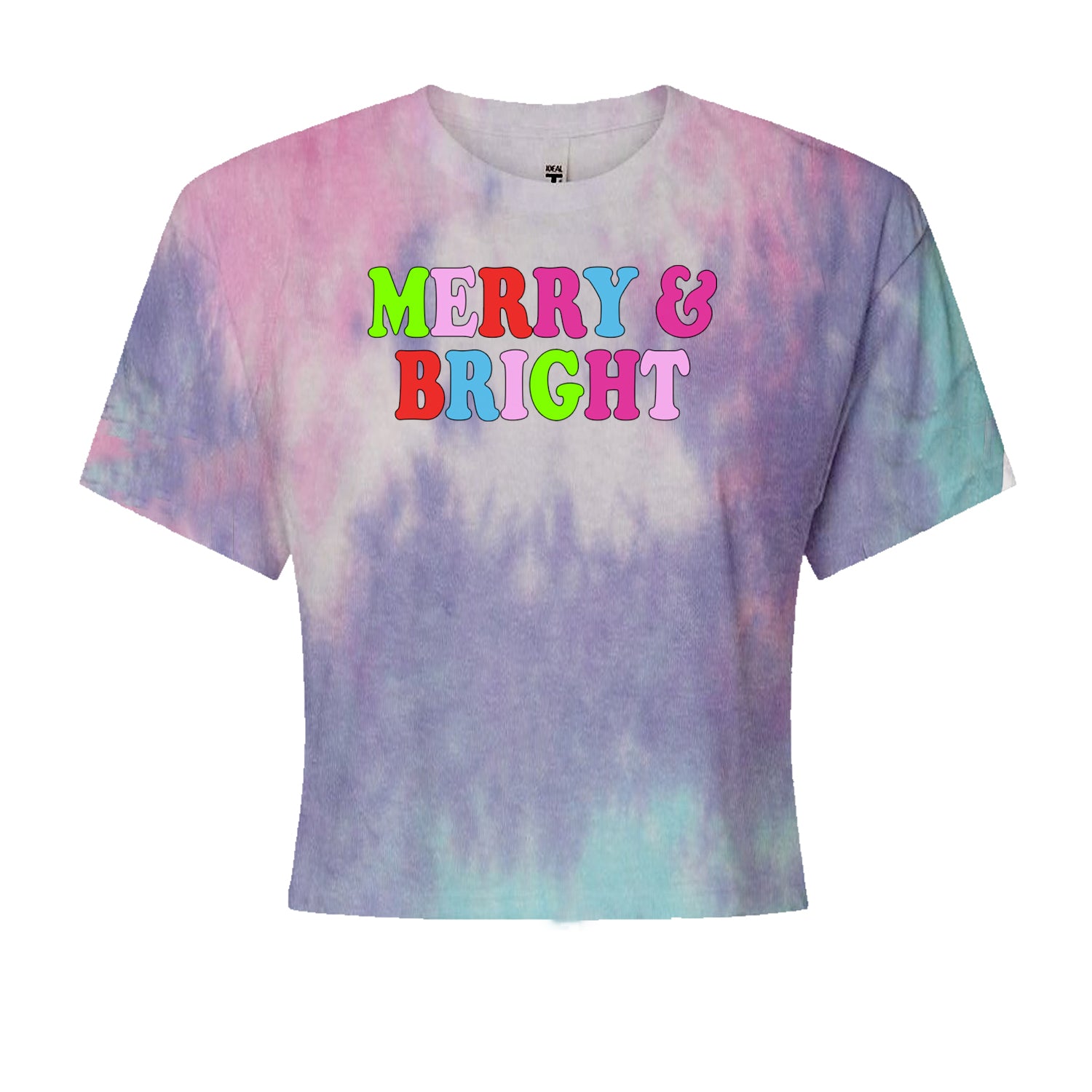 Merry and Bright Festive Christmas HolidayCropped T-Shirt Cotton Candy