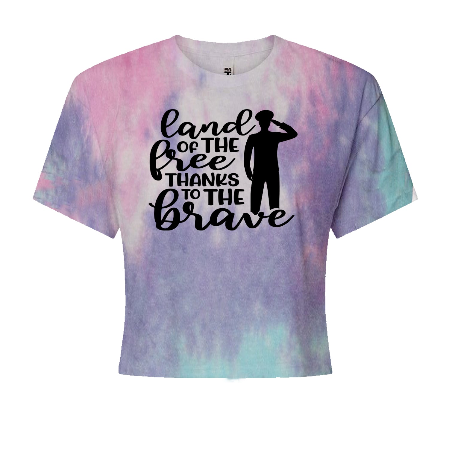 Land Of The Free Thanks To The Brave Veterans Cropped T-Shirt Cotton Candy