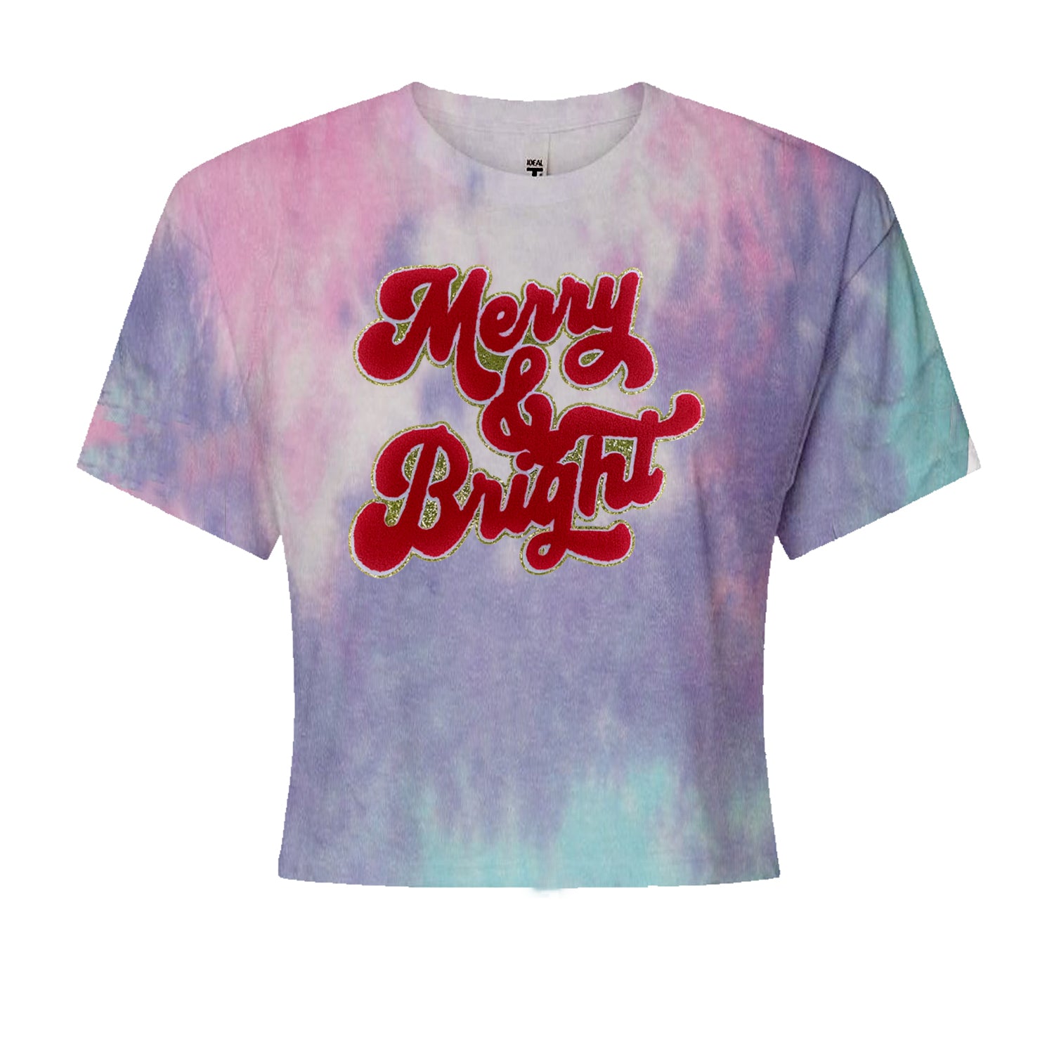 Merry & Bright Chenille GlitterCropped T-Shirt Cotton Candy