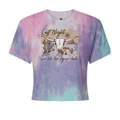 Last Night We Let The Liquor Talk Country Music Western Cropped T-Shirt Cotton Candy