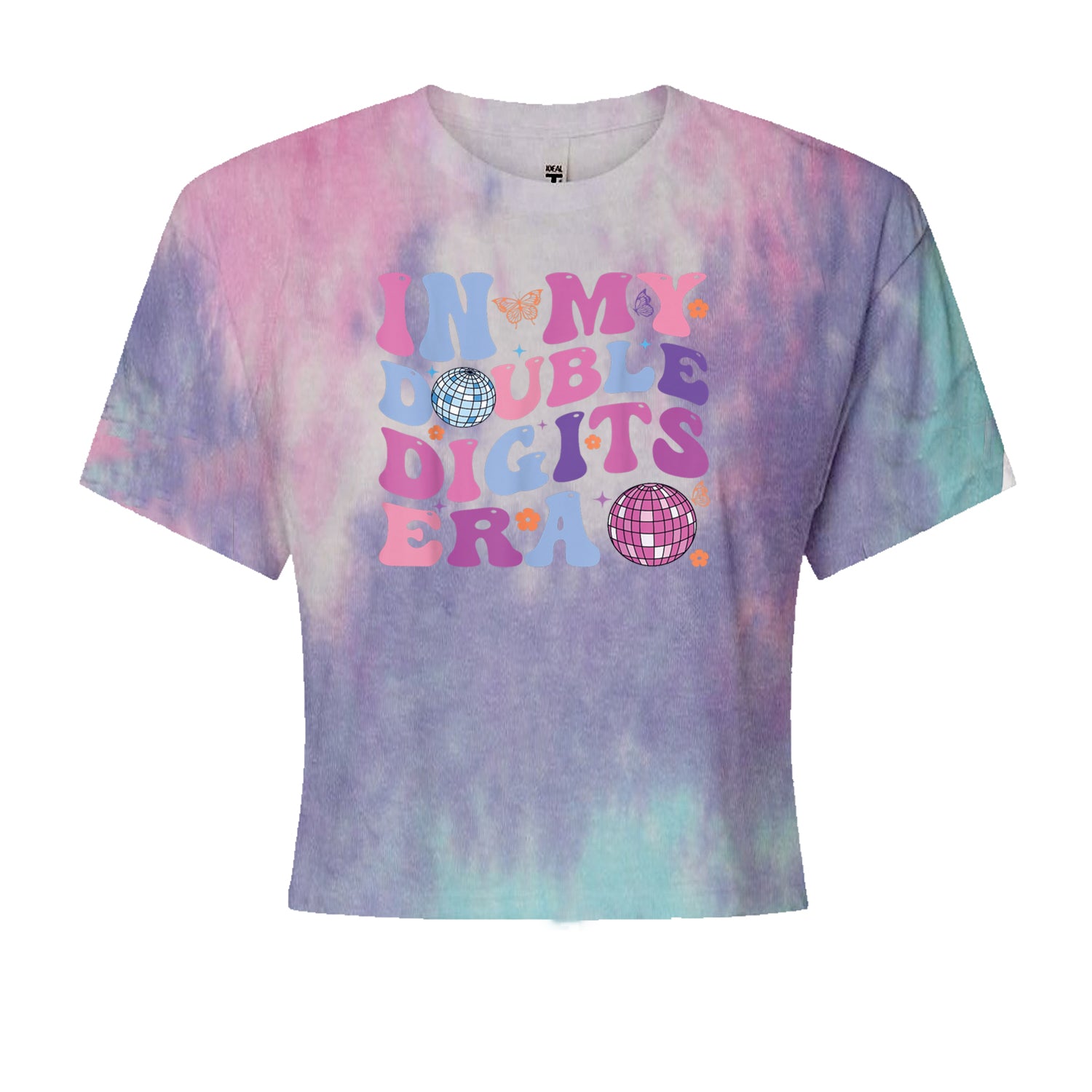 In My Double Digits Era Retro 10 Year Old 10th Birthday Cropped T-Shirt Cotton Candy