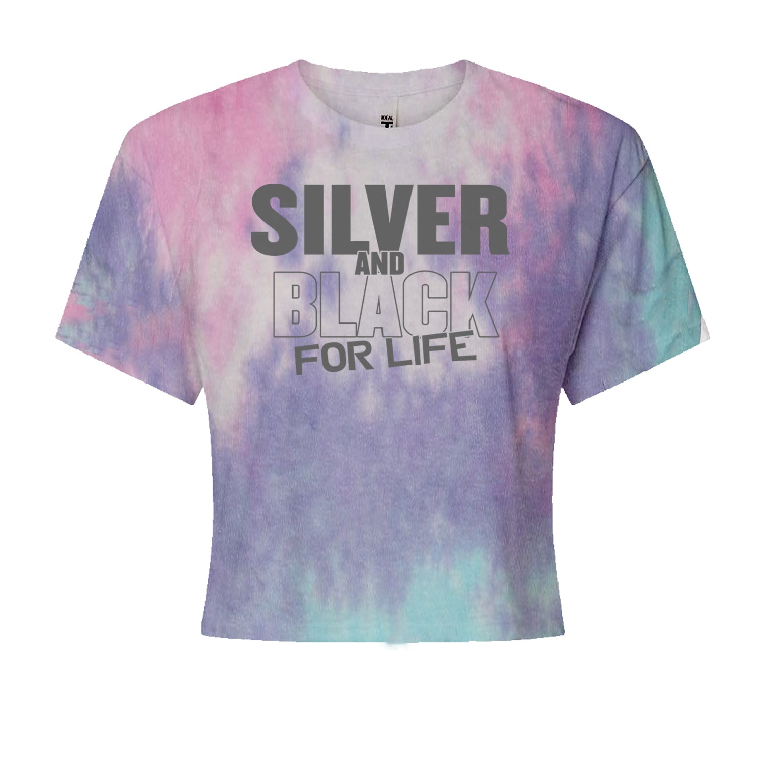 Silver And Black For Life Football Fan Cropped T-Shirt Cotton Candy