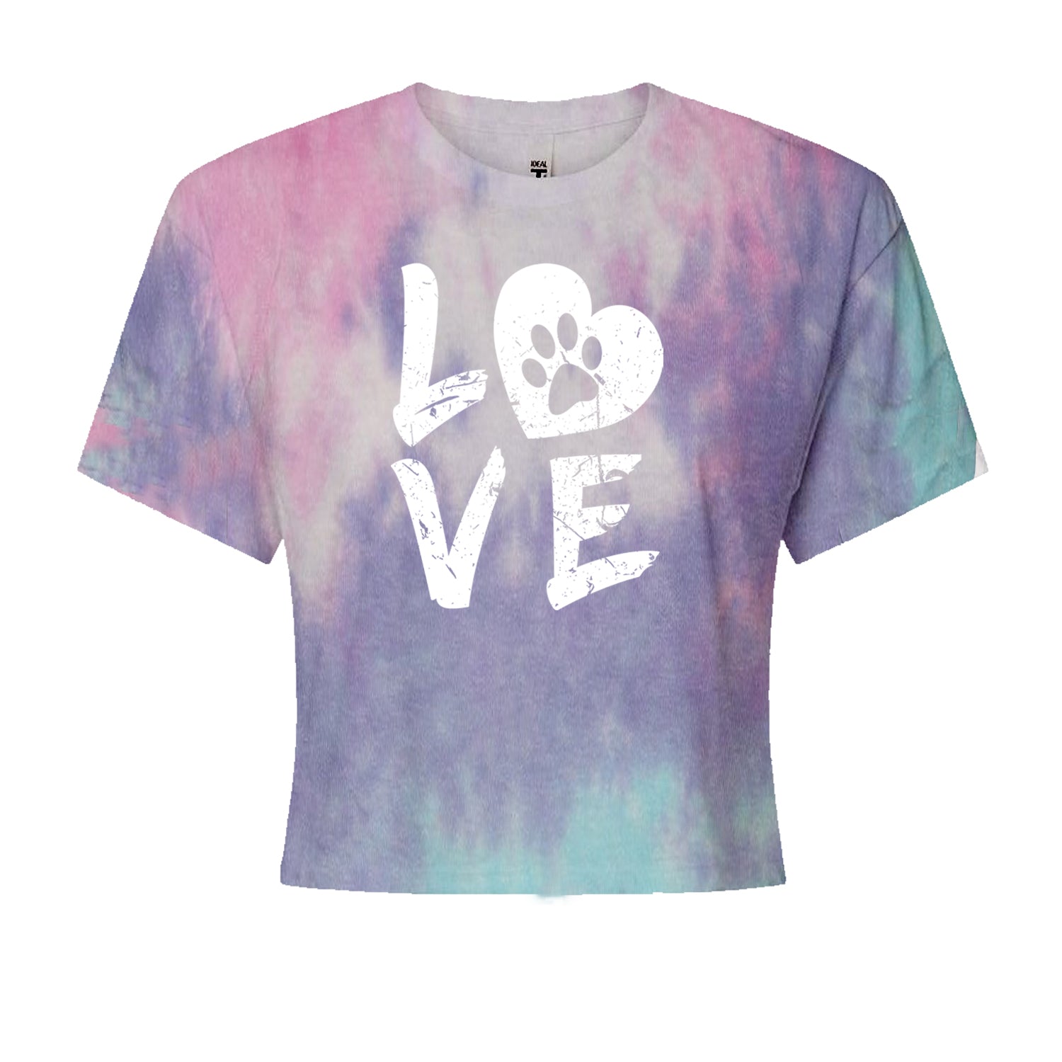 I Love My Dog Paw Print  Cropped T-Shirt Cotton Candy