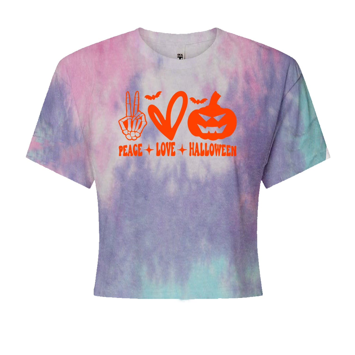 Peace, Love and Halloween Cropped T-Shirt Cotton Candy