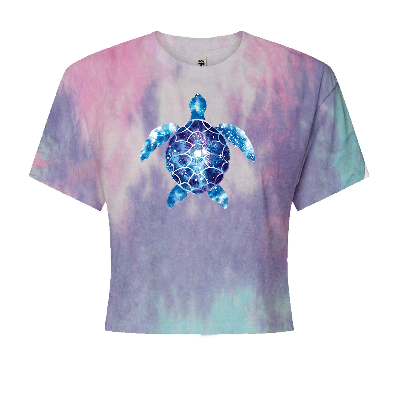 Ocean Aura Tie-Dye Sea Turtle Cropped T-Shirt Cotton Candy