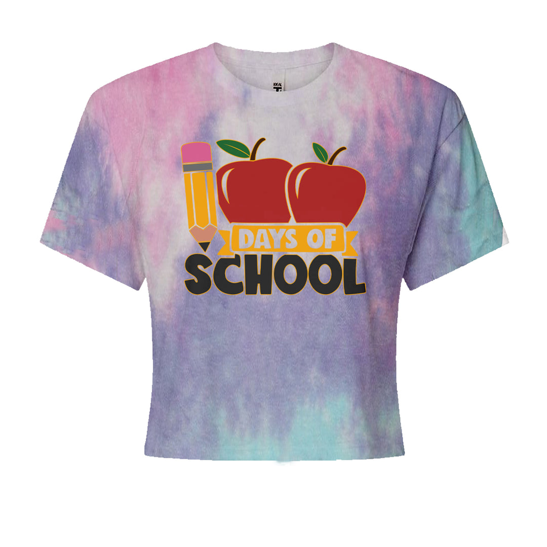 100 Days Of School Apple PencilCropped T-Shirt Cotton Candy