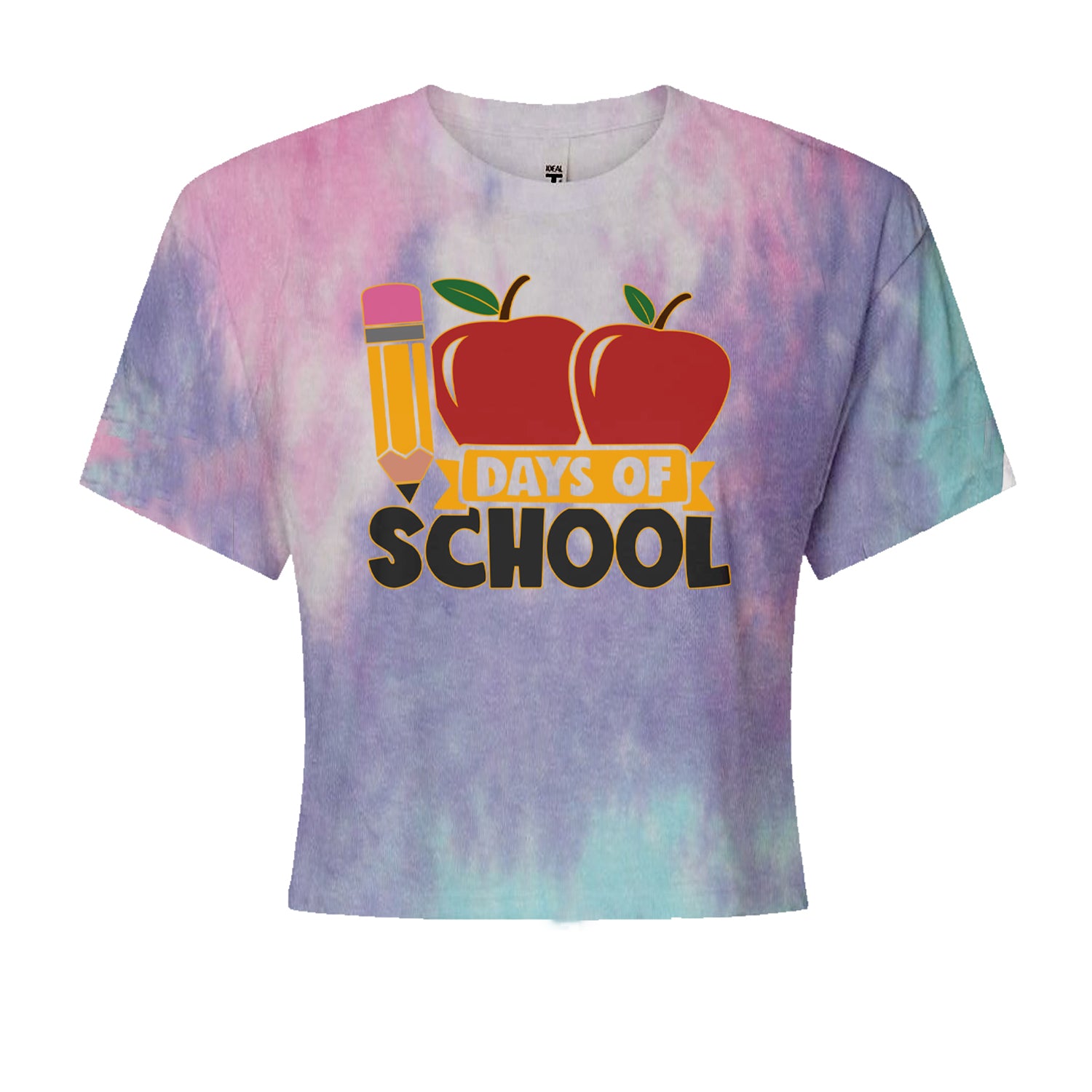 100 Days Of School Apple PencilCropped T-Shirt Cotton Candy