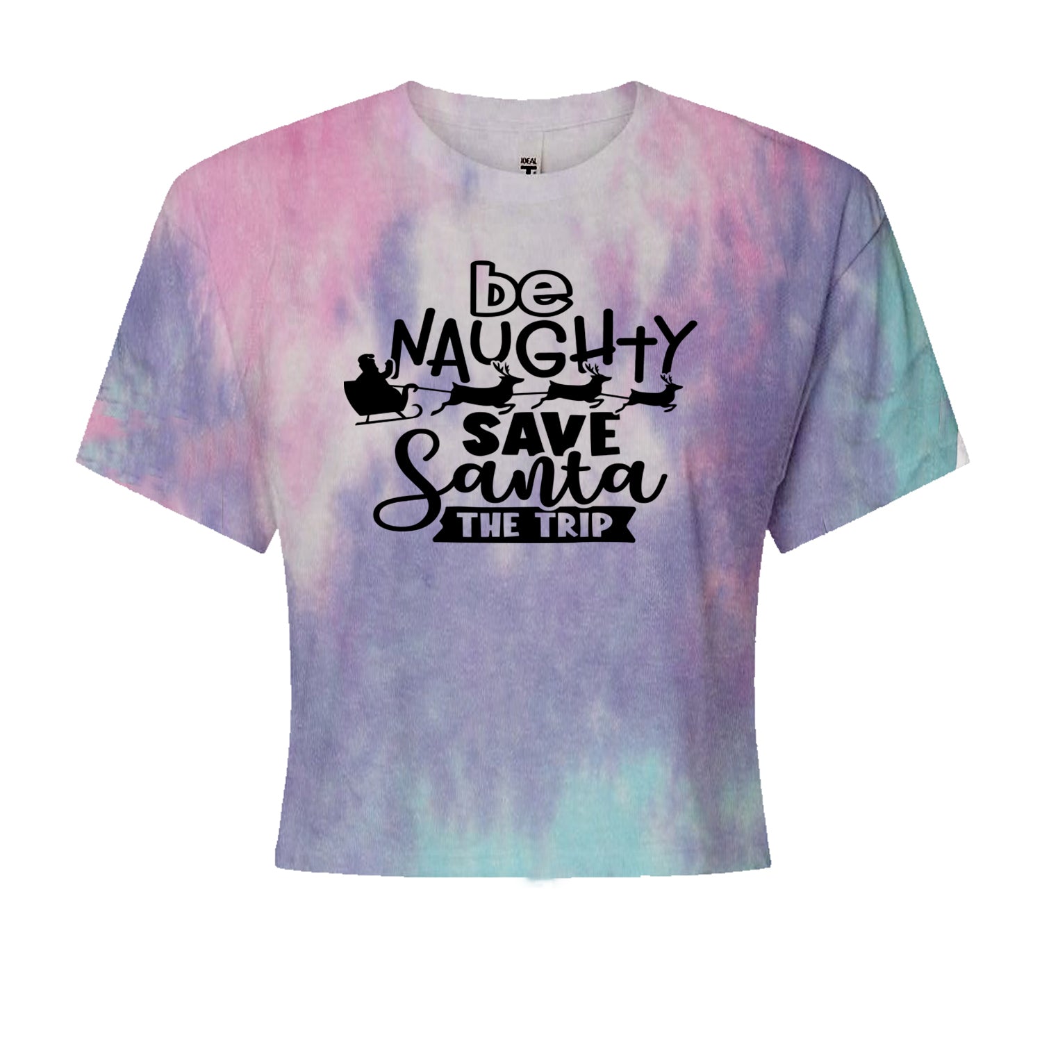 Be Naughty Save Santa the Trip Christmas Cropped T-Shirt Cotton Candy