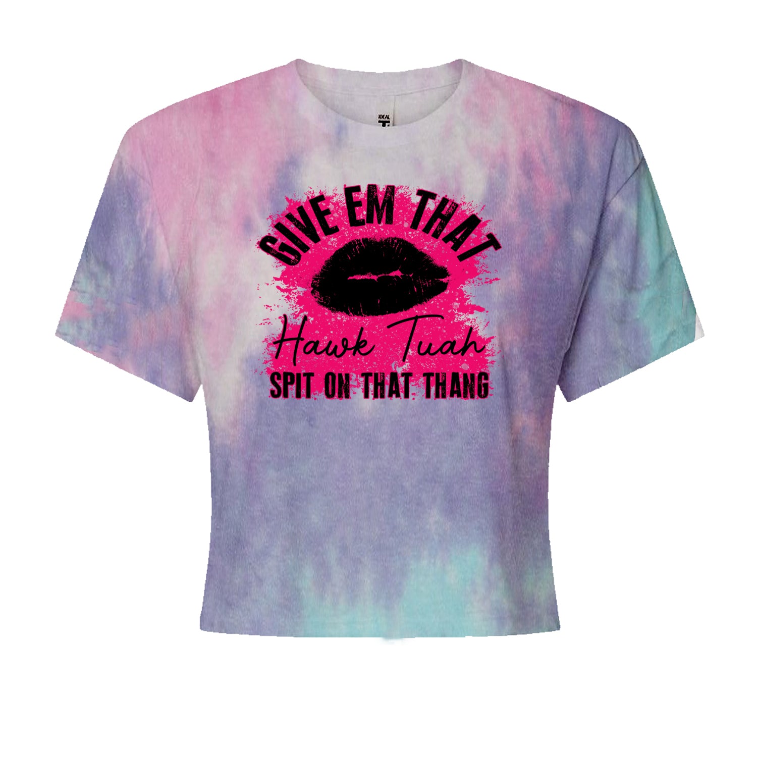 Give 'Em Hawk Tuah Spit On That Thang Cropped T-Shirt Cotton Candy