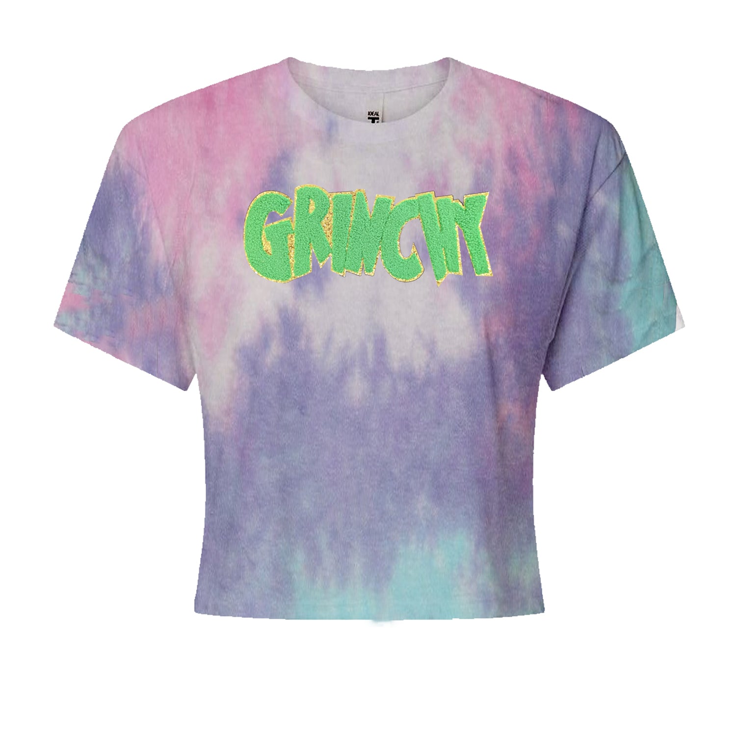 Green Gr-nchy Chenille PatchCropped T-Shirt Cotton Candy