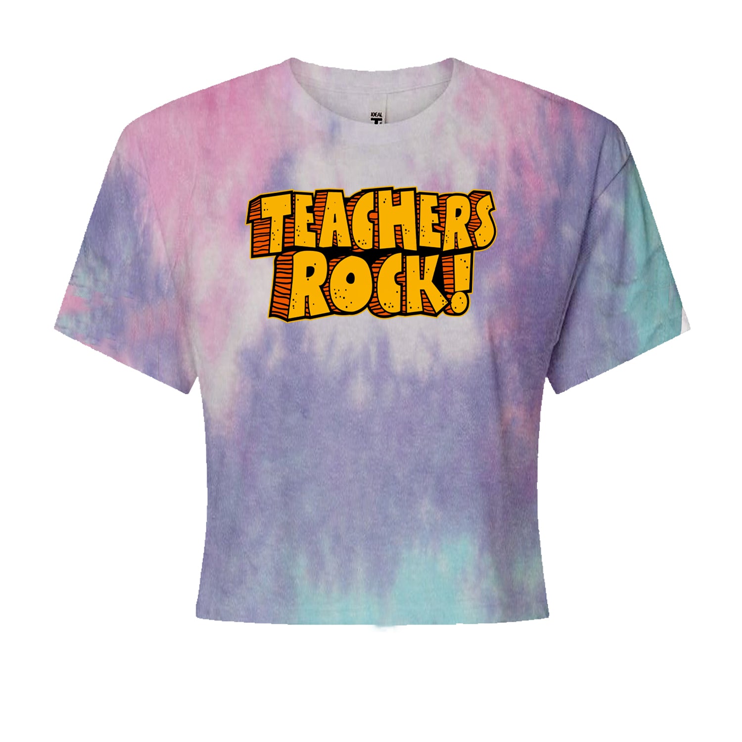 Teachers Rock RetroCropped T-Shirt Cotton Candy