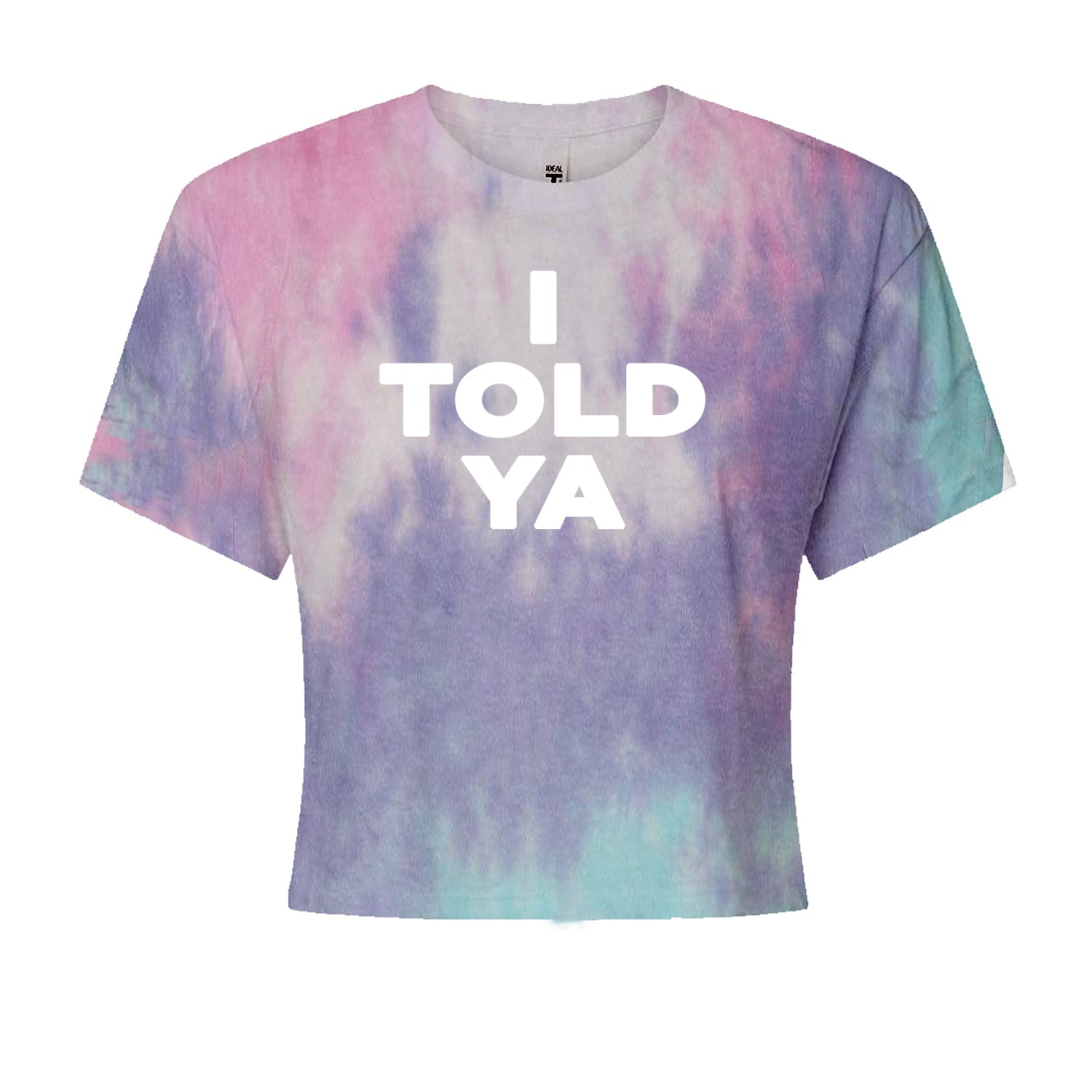 I Told Ya Challenger White Print Cropped T-Shirt Cotton Candy