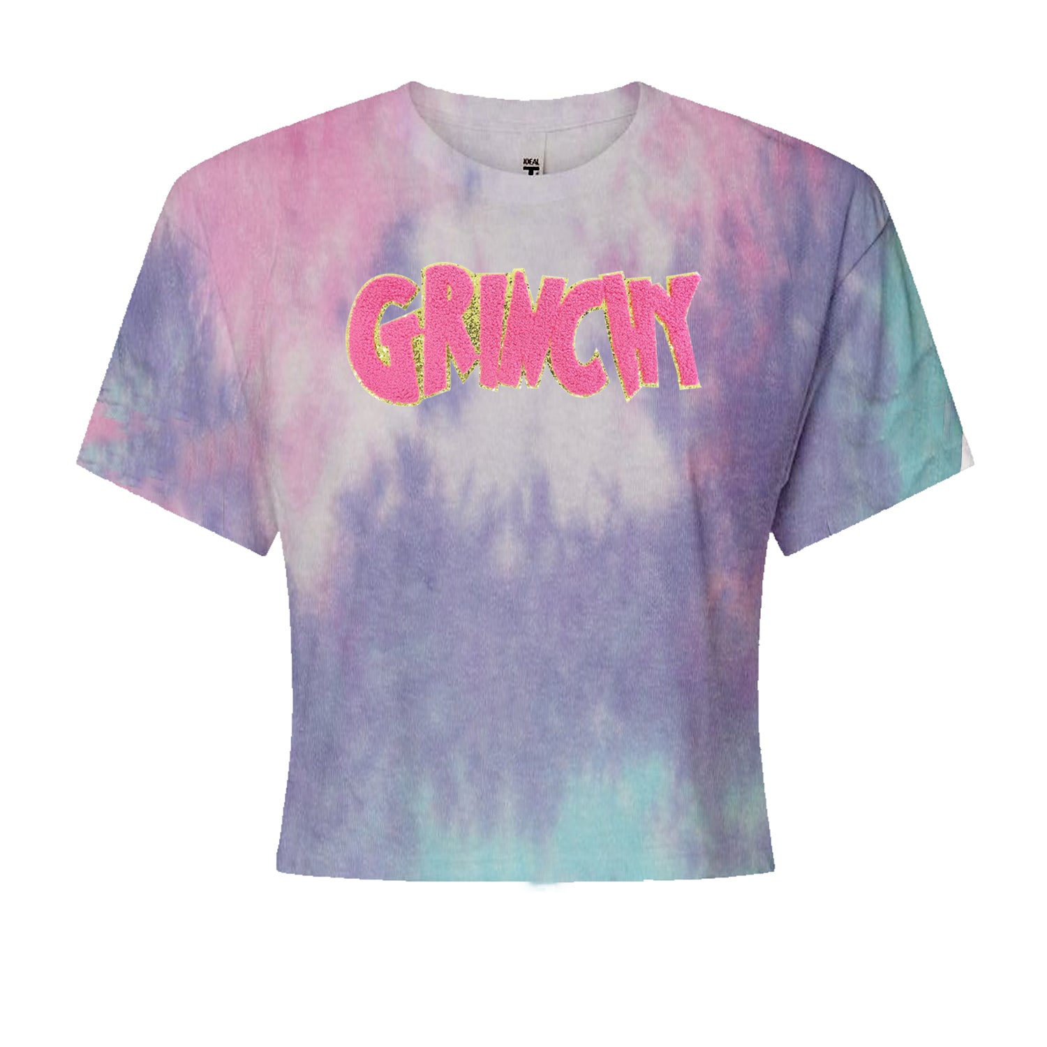 Pink Gr-nchy Chenille PatchCropped T-Shirt Cotton Candy