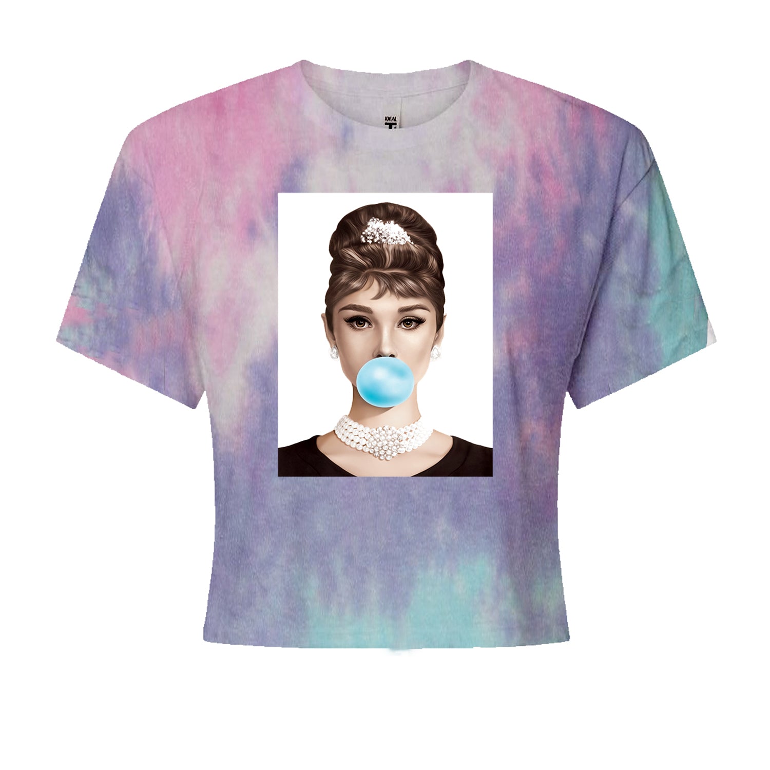 Audrey Hepburn Chewing Bubble Gum American Icon Cropped T-Shirt Cotton Candy