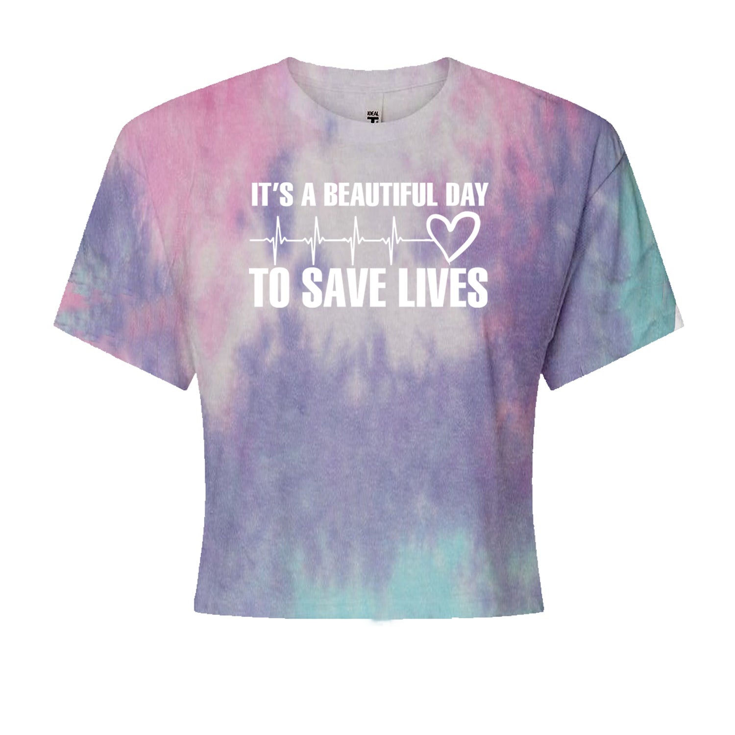 It's A Beautiful Day To Save Lives Nurse Doctor EKG Cropped T-Shirt Cotton Candy