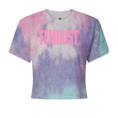 Feminist (Pink Print) Cropped T-Shirt Cotton Candy