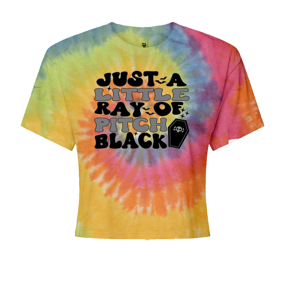 Just A Little Ray of Pitch Black graphic on Women's Boxy Crop T-Shirt alternate view 3