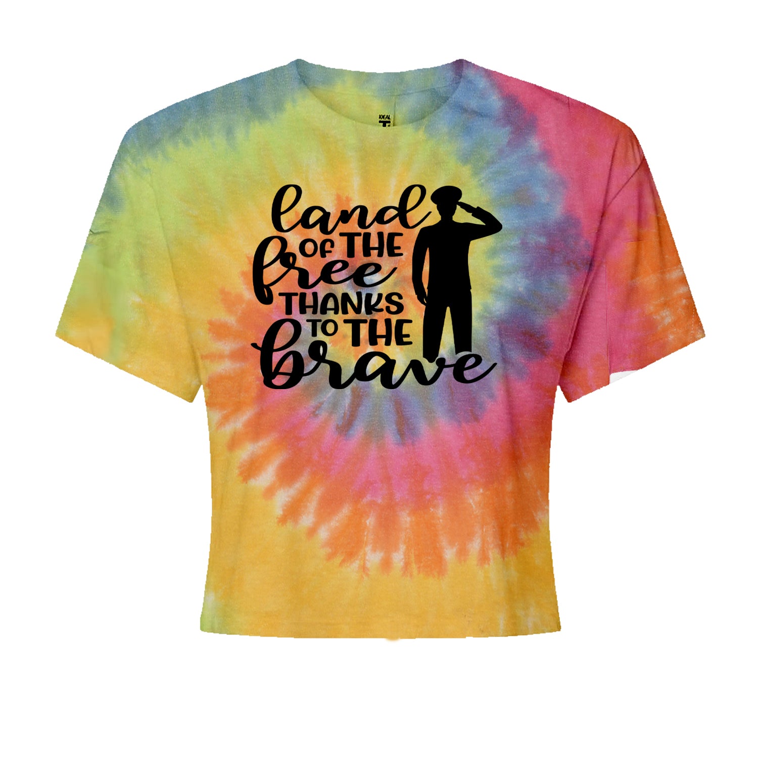 Land Of The Free Thanks To The Brave Veterans Cropped T-Shirt Heather Grey